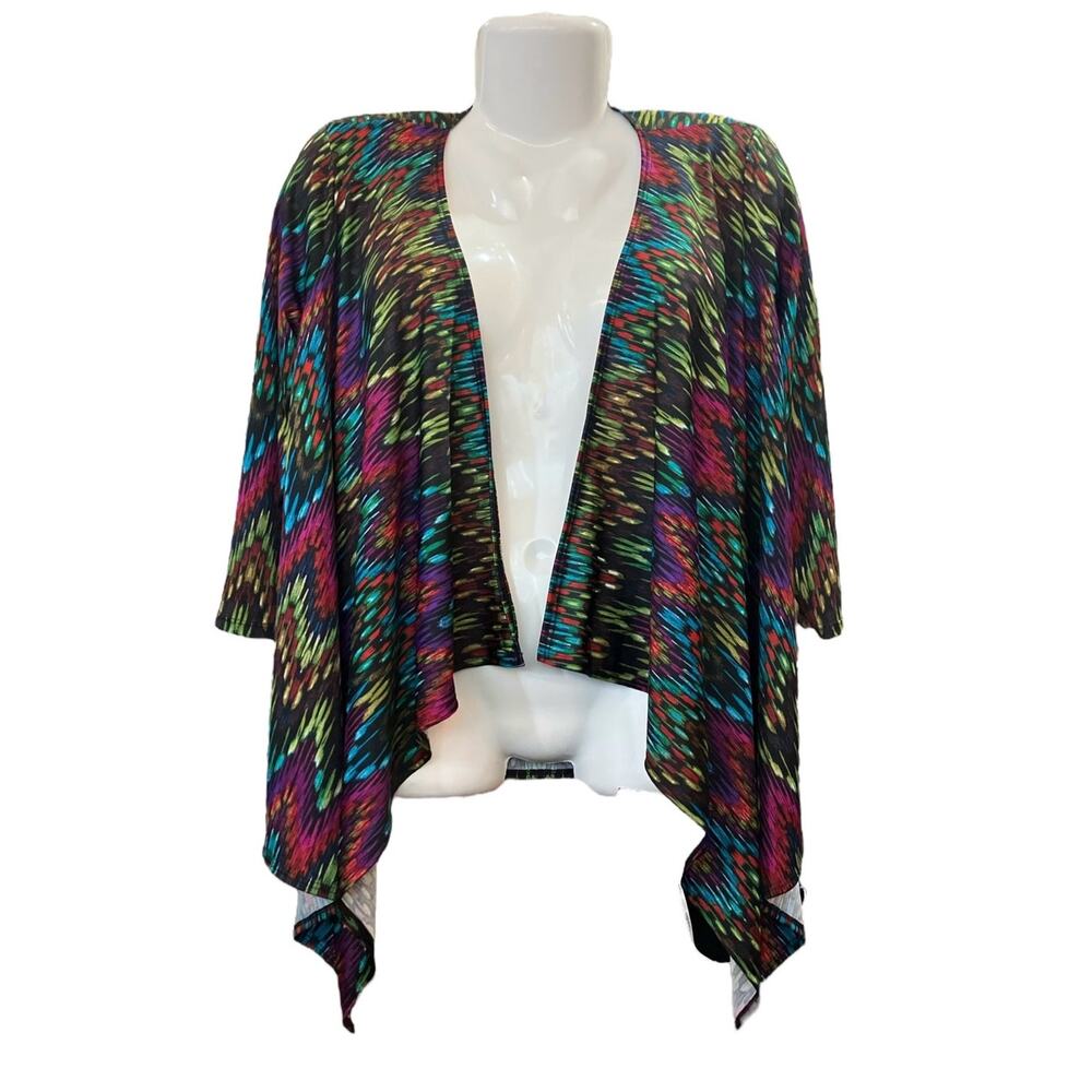 Sunny Leigh Women's Colorful Draped Open Front Cardigan Top | Size M